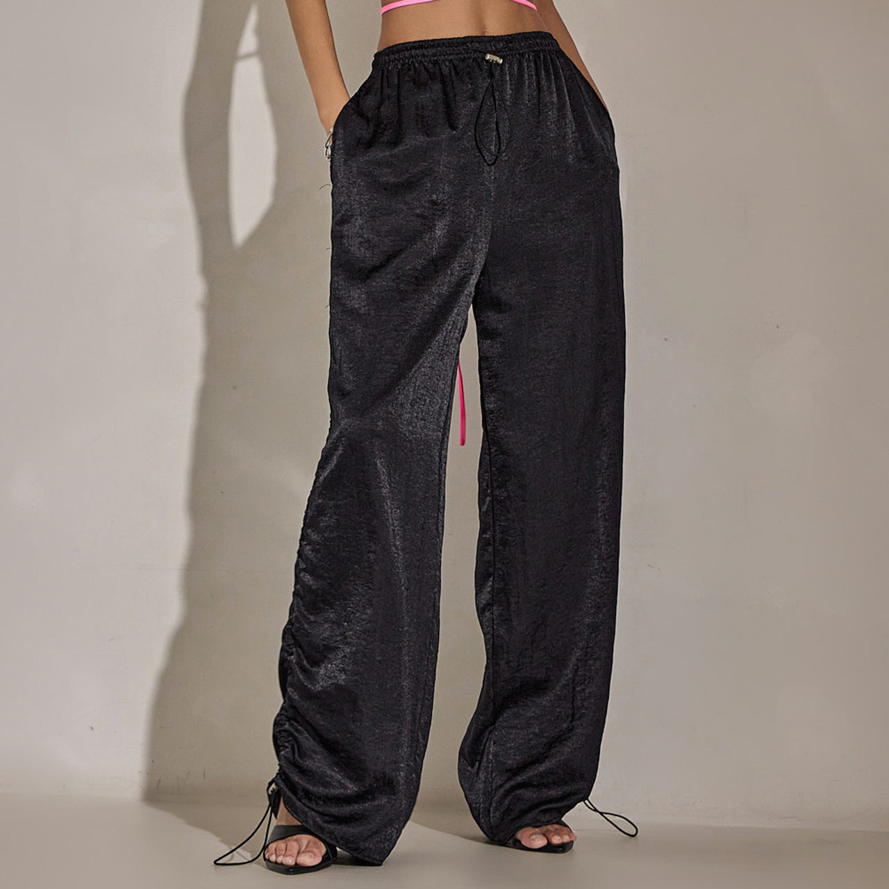 P3229 Metallic Shirring Pants