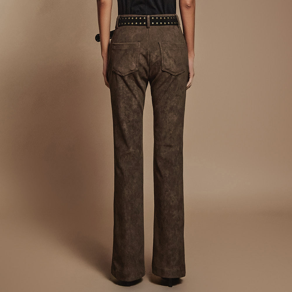 P3287 Suede Flared Pants