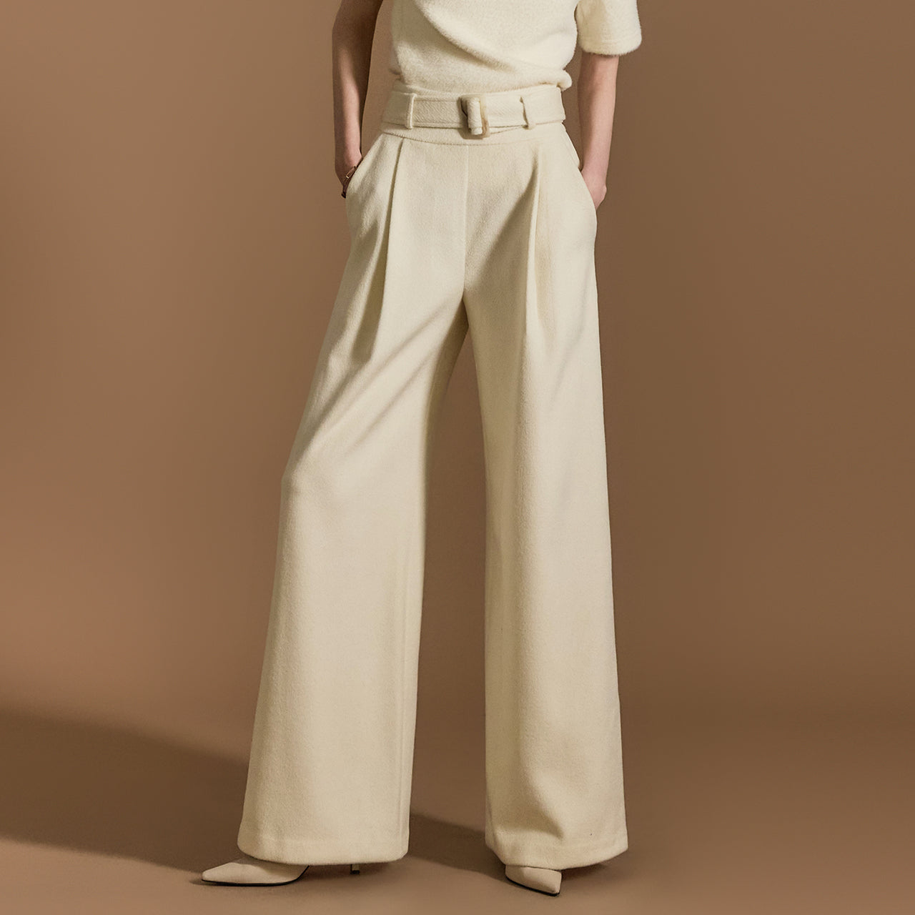 P3339 Wide Slacks With Belt *Addtional L Size Version*