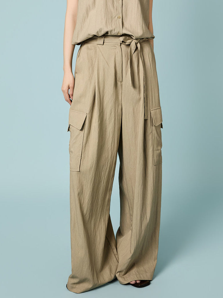 P3831 Strap Wide Pants
