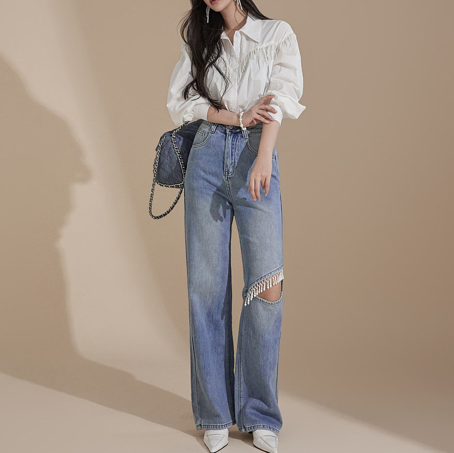 PJ504 Fringe Jeans