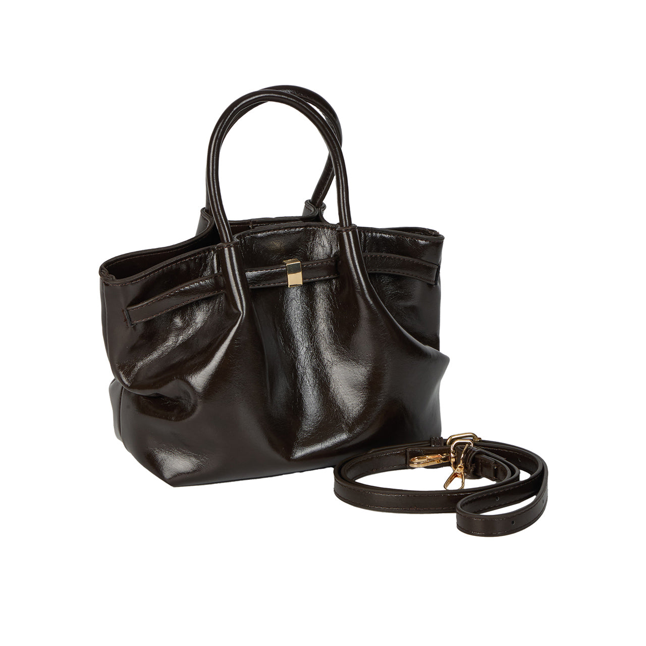 A-1661 Buckle Leather Hand Bag