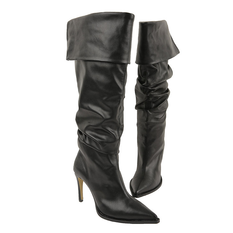 AR-2814 Shirring Two Way Knee-high Boots