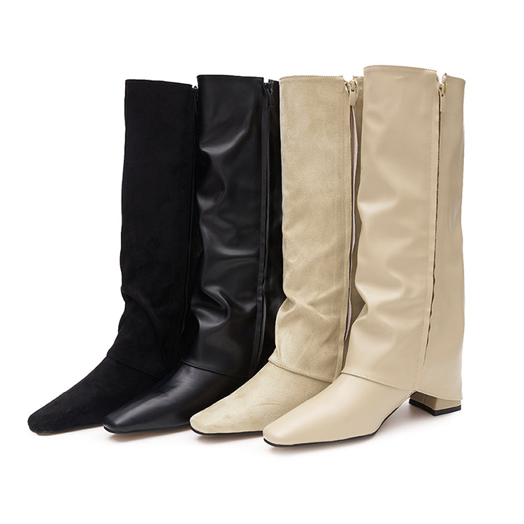 AR-3207 Fold Over Shirring Middle Boots