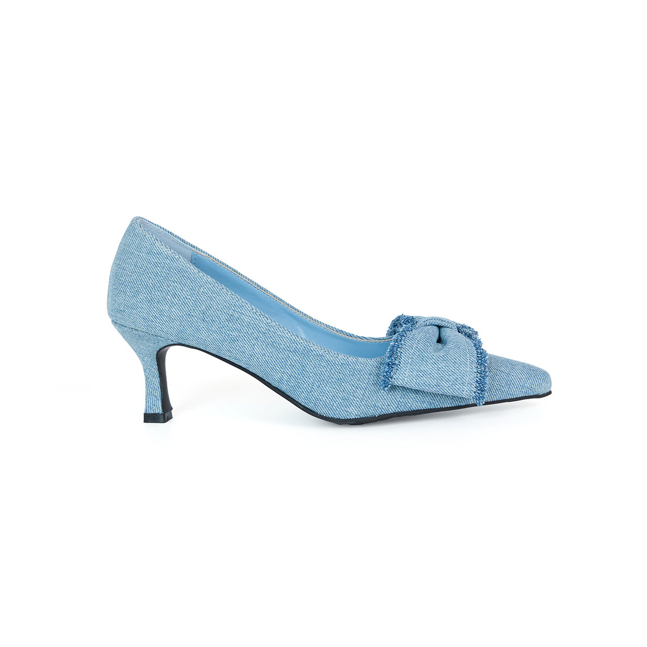 AR-3385 Denim Ribbon Middle Heels Pumps