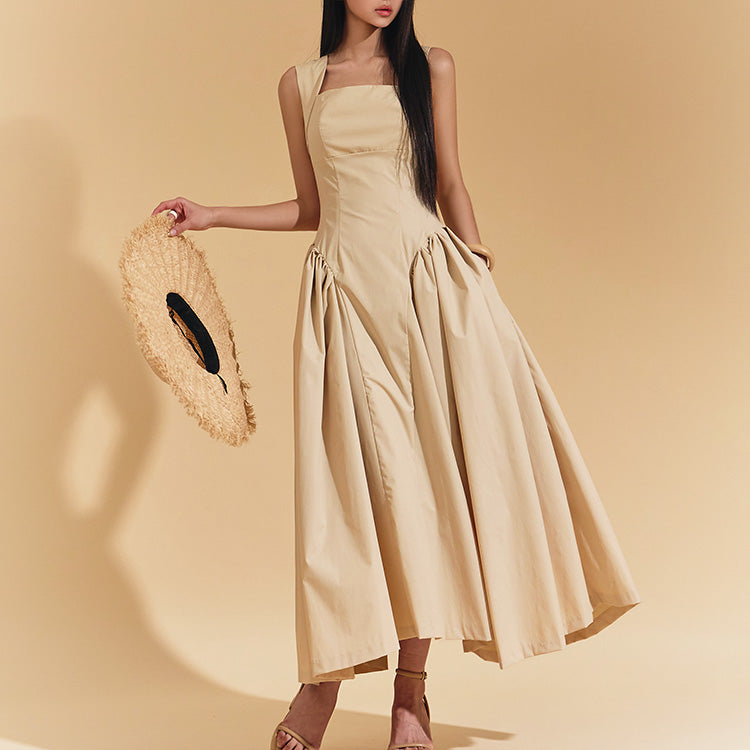 D9435 Shirring Sleeveless  Dress