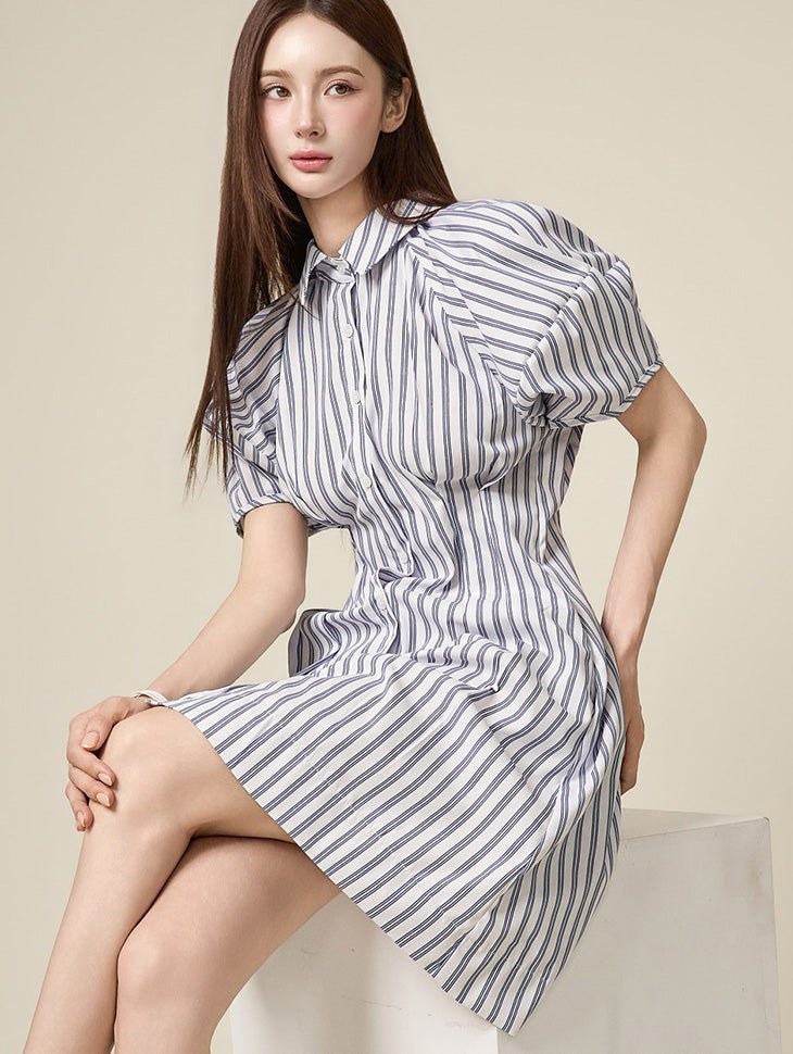 D5632 Striped Shirts Dress
