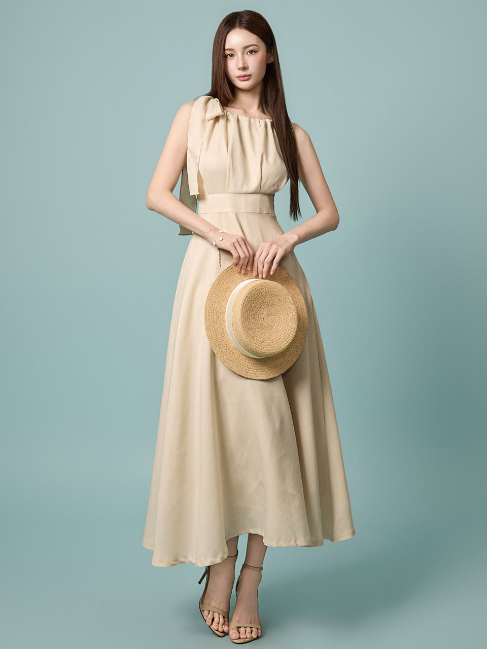 D5633 ショルダーリボンドレス