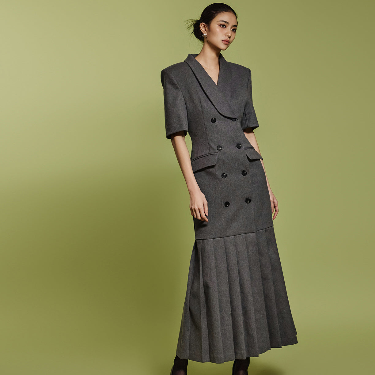 D9512 Shawl Collar Dress