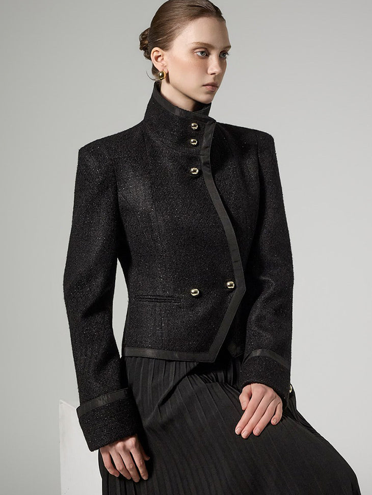 J3119 Tweed High Neck Jacket