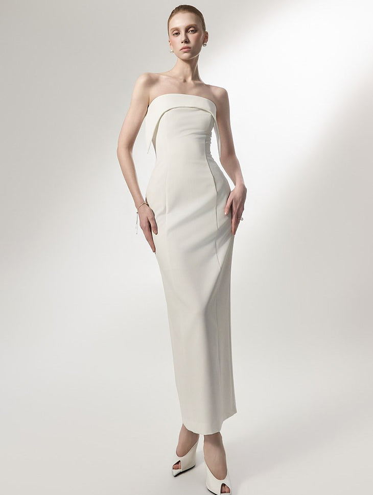 D9591 オフショルダー スリムマキシドレス