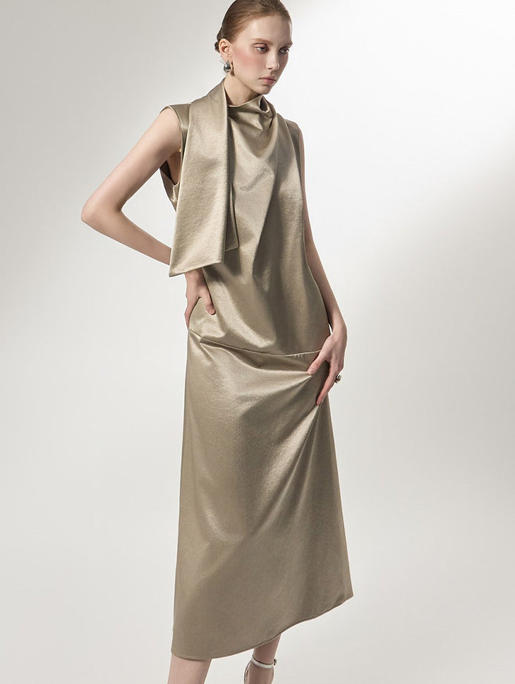 D9596 ドレープハイネックドレス