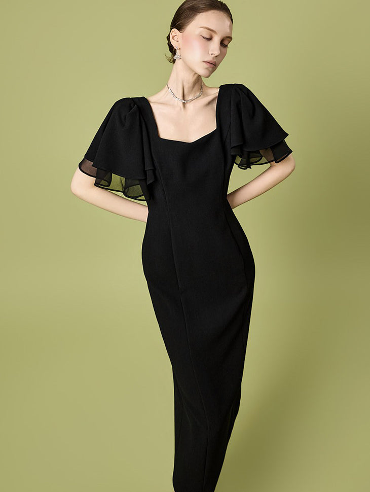 D5558 Chiffon Ruffle Dress