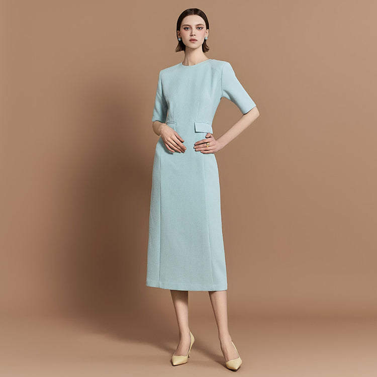 D4887 Pocket Slim Midi Dress