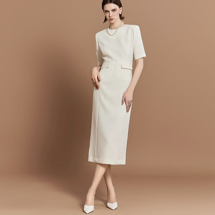 D4887 Pocket Slim Midi Dress