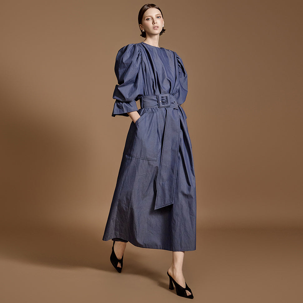 D9457 Belted Trench Dress