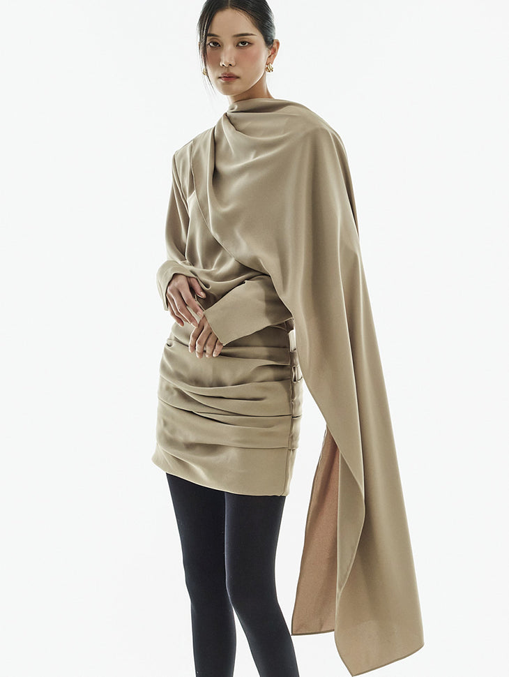 D9573 Drape Mini Dress