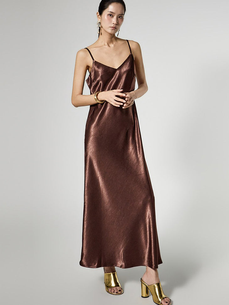 D5536 光沢スリップドレス
