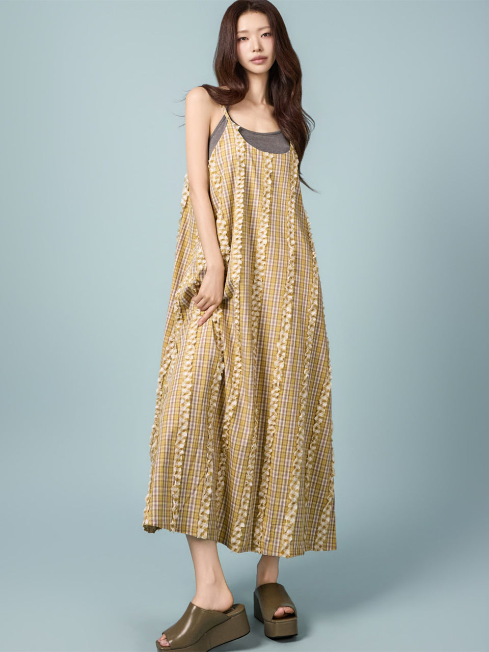D5662 Check Sleeveless Dress
