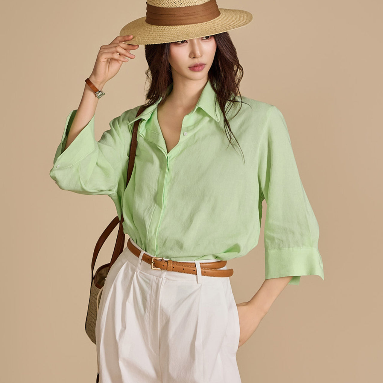 S648 Linen Capri Shirt