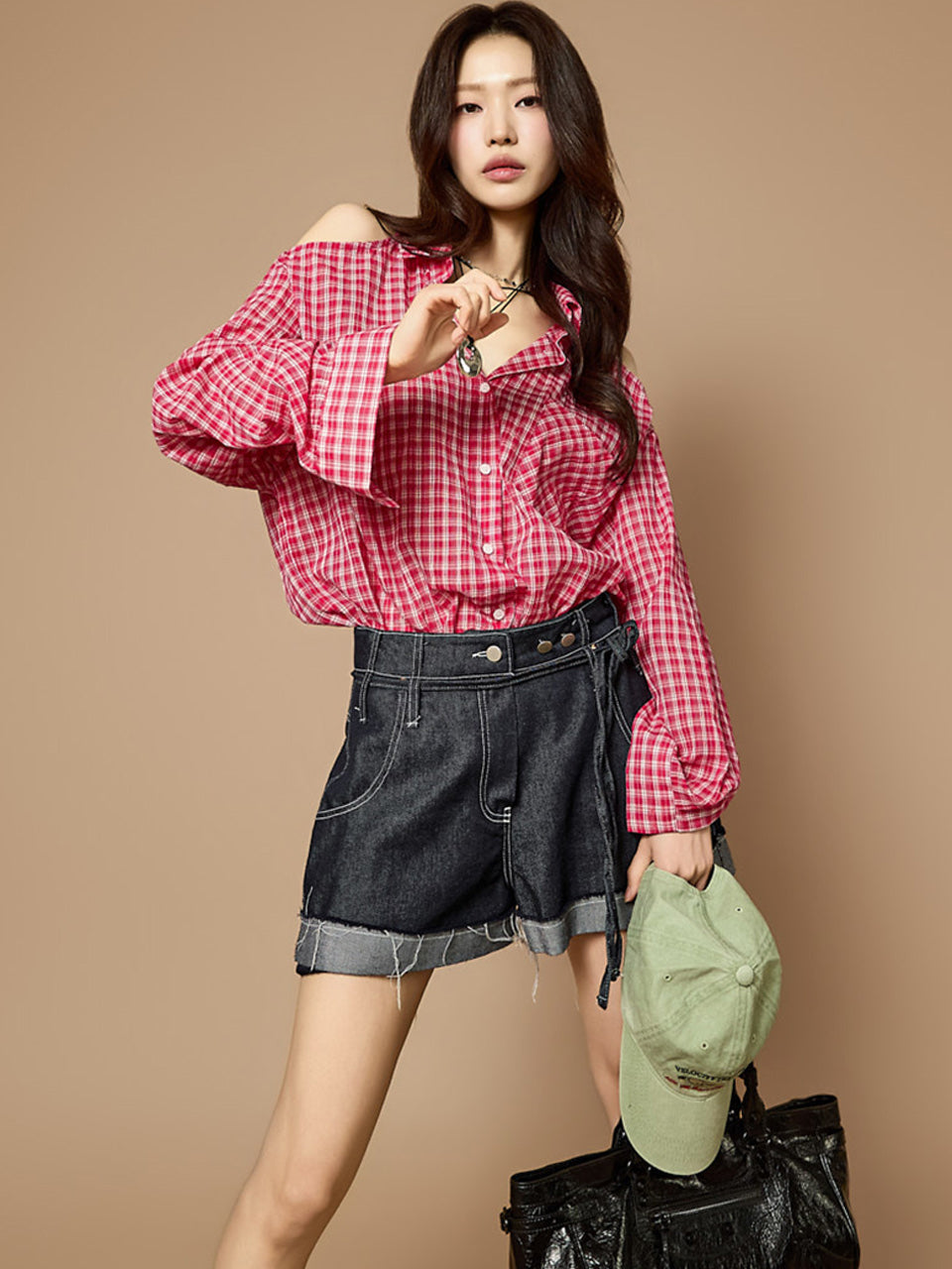 S883 Check Cutout Shirts