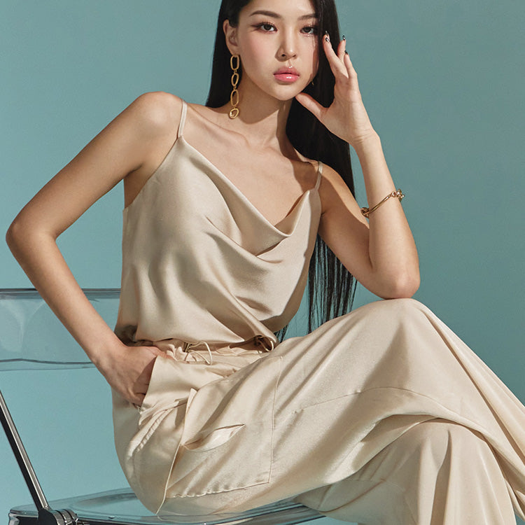 E3047 Satin Cowl Neck Sleeveless