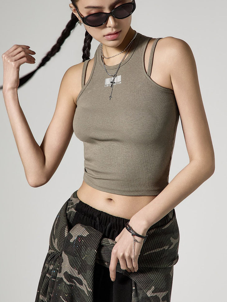 E4144 Strap Crop Sleeveless Top