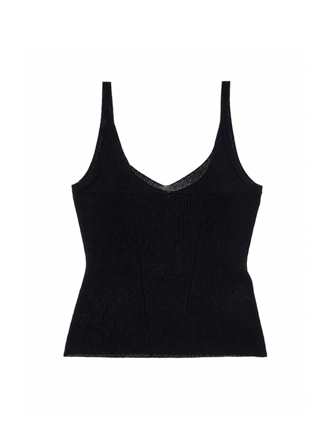 E4220 V-Neck Ribbed Sleeveless Top