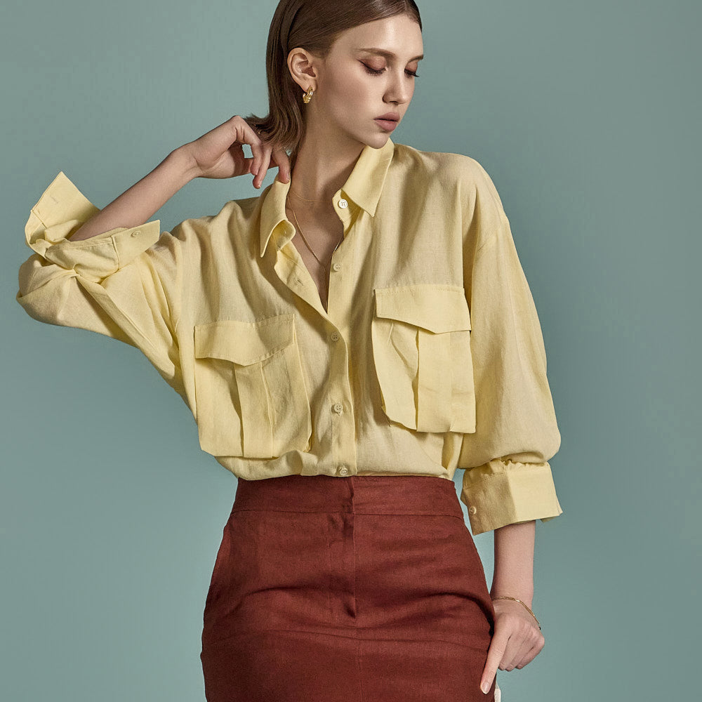 S654 Linen Pocket Shirt