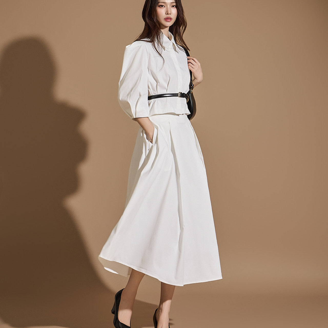 TP1927 Puff Sleeve Shirt and Skirt Set