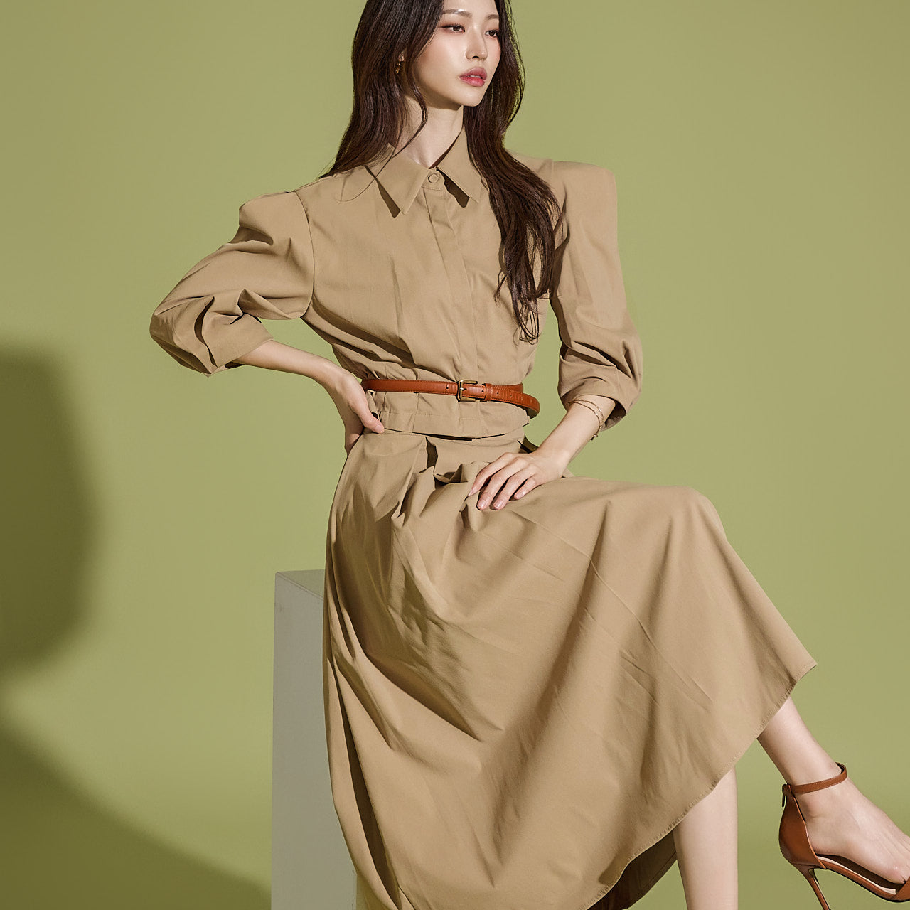 TP1927 Puff Sleeve Shirt and Skirt Set