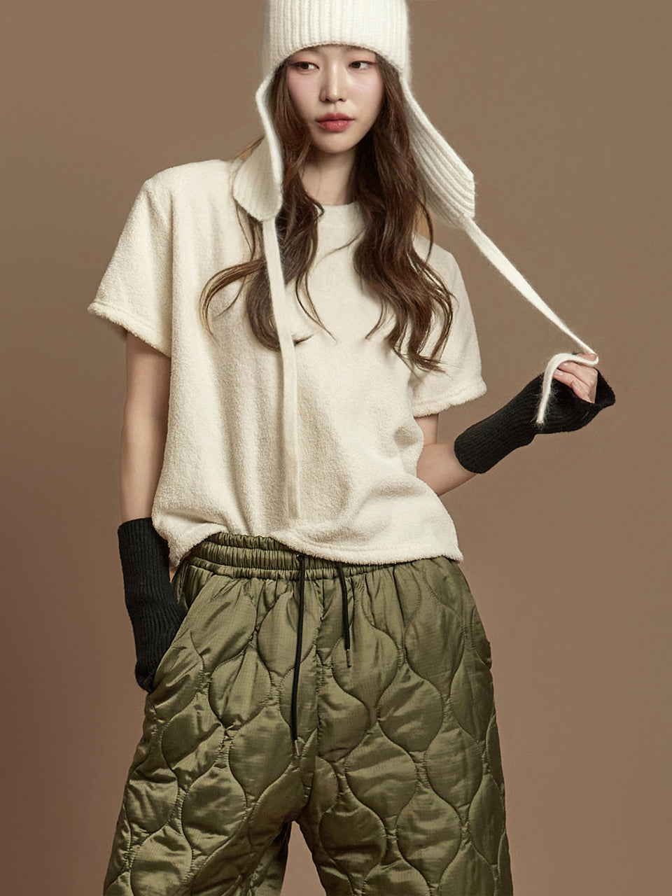 E4057 Boucle Short Sleeve Tops