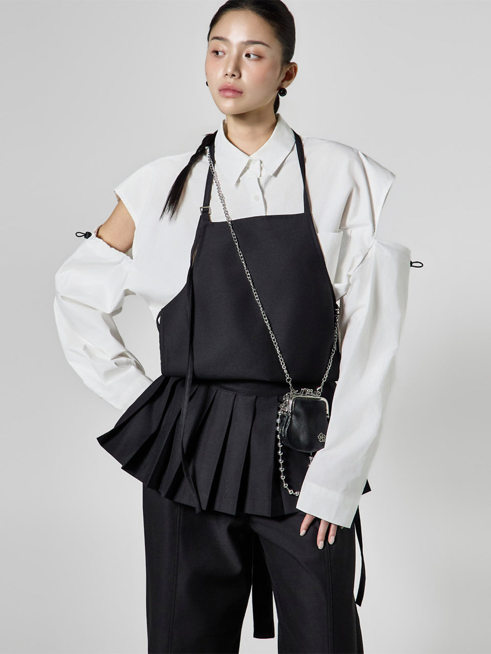 E4119 Pleated Apron Top