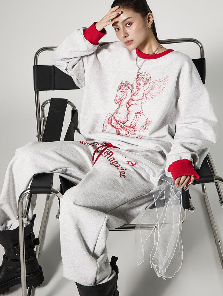 E4143 Contrast Print Sweatshirts