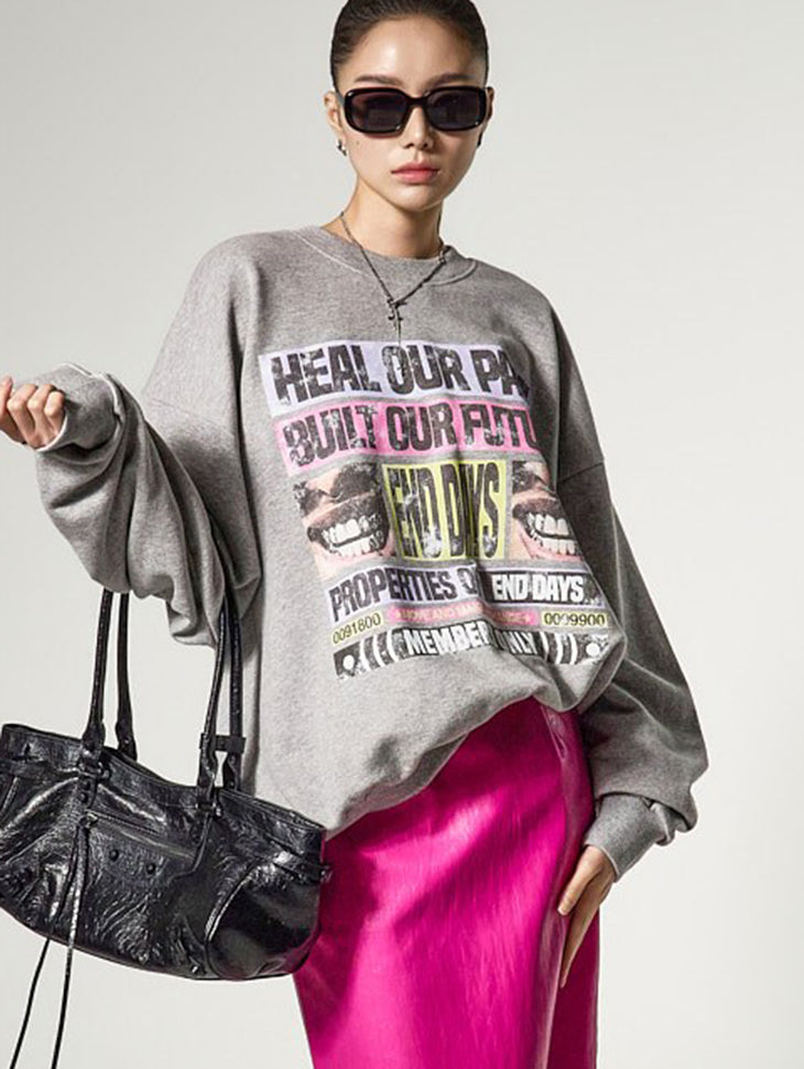 E4182 プリントスウェットシャツ