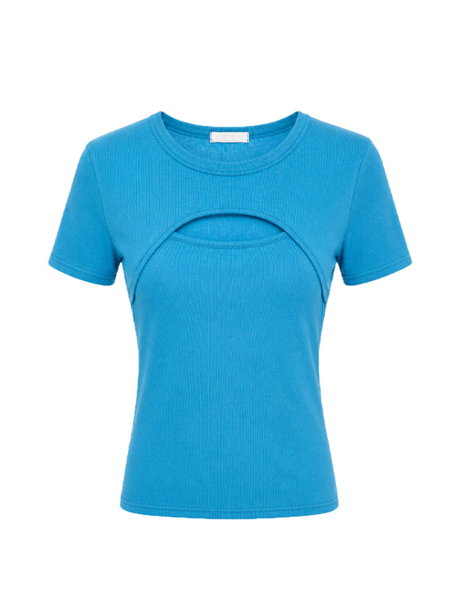 E4228 Cutout Ribbed Slim Top