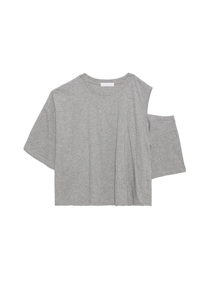 E4271 Asymmetrical Off-Shoulder Crop Top