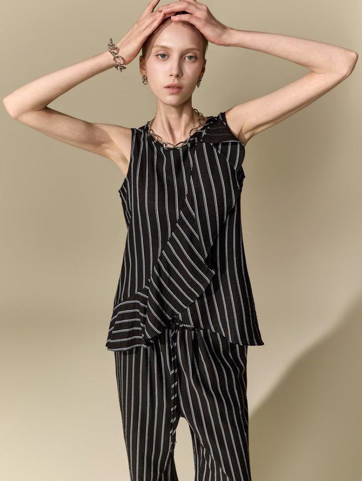 E4269 Linen Frill Top