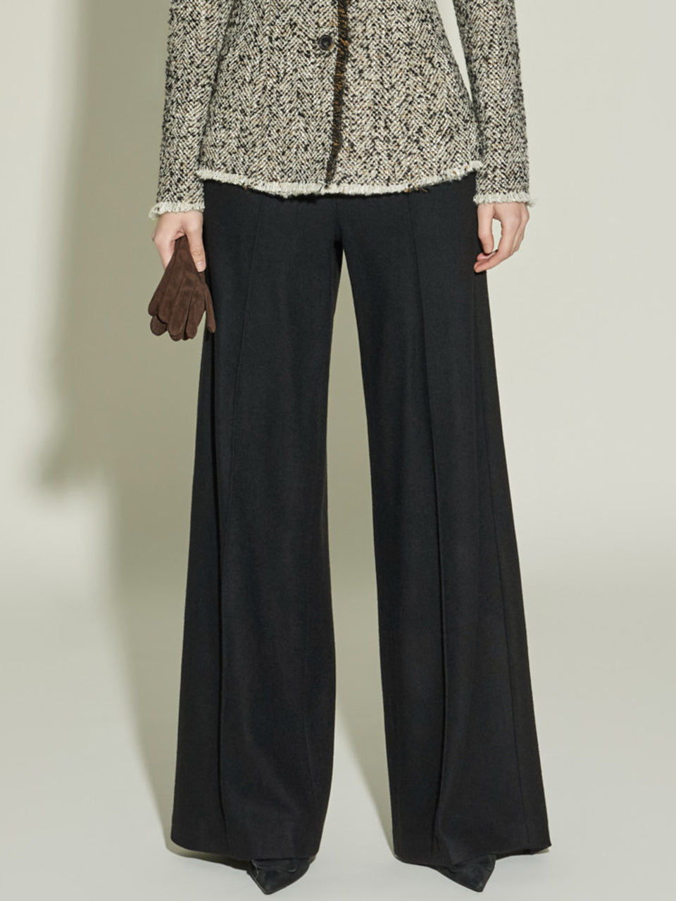 P9065 ピンタックワイドウールスラックス