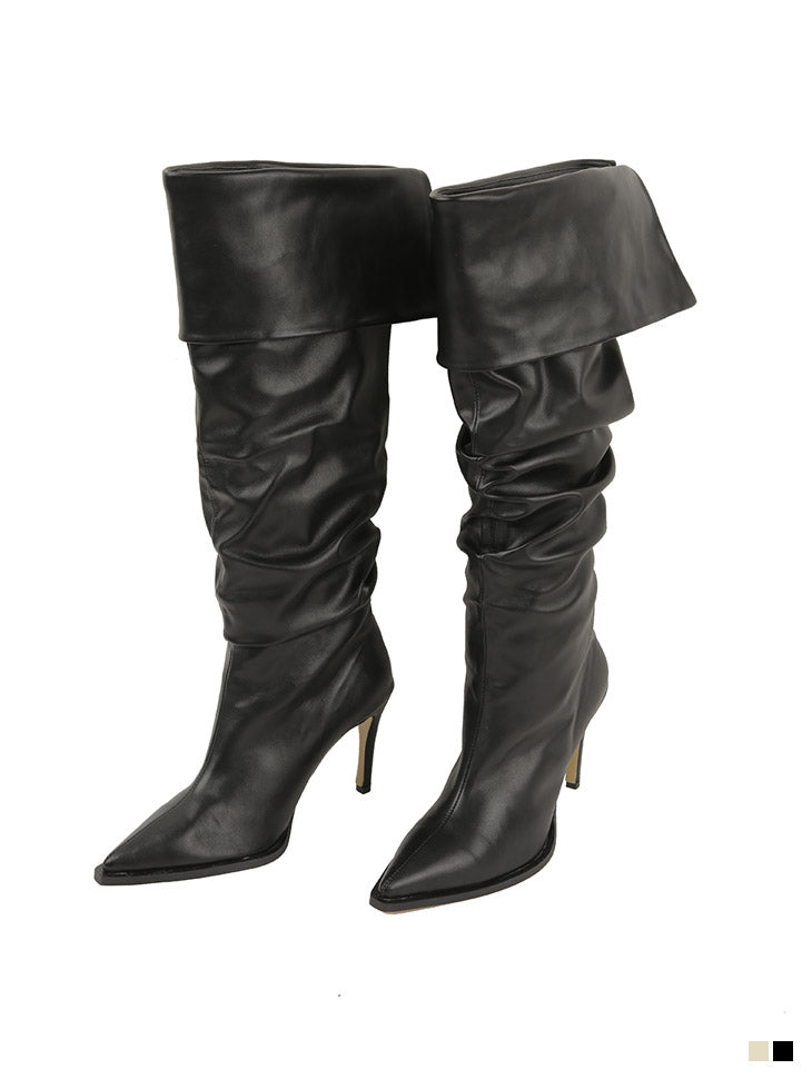 AR-2814 Shirring Two Way Knee-high Boots