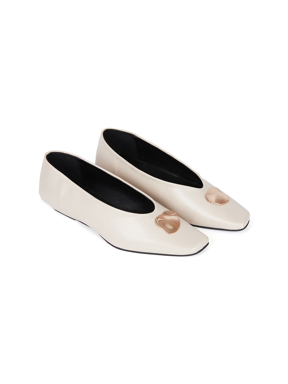 AR-3358 Gold Pointed Flat Shoes