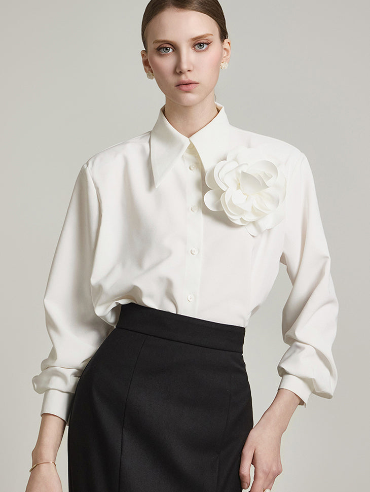 B3044 Blouse with Corsage