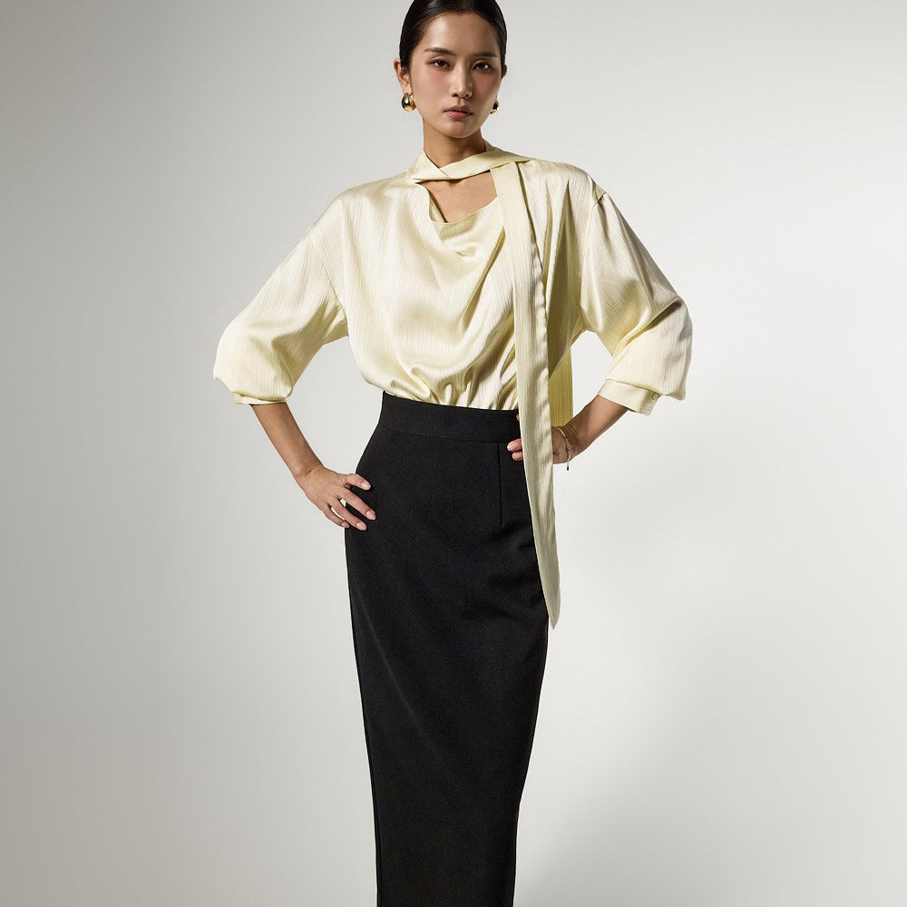 B3178 カウルネックタイブラウス