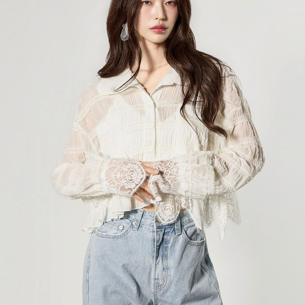 B3188 Lace Frill Blouse