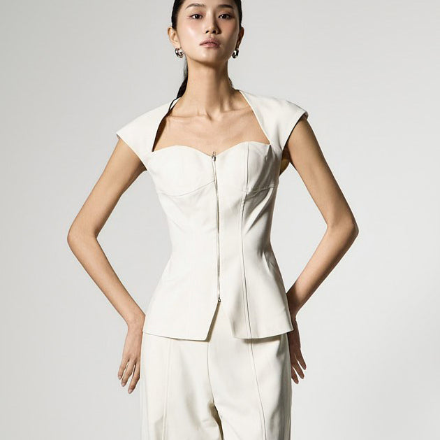 B9214 フロントジッパーブラウス