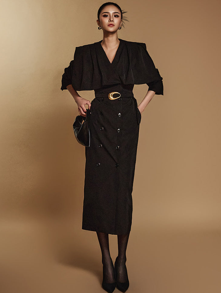 D5096 Belted Trench Dress