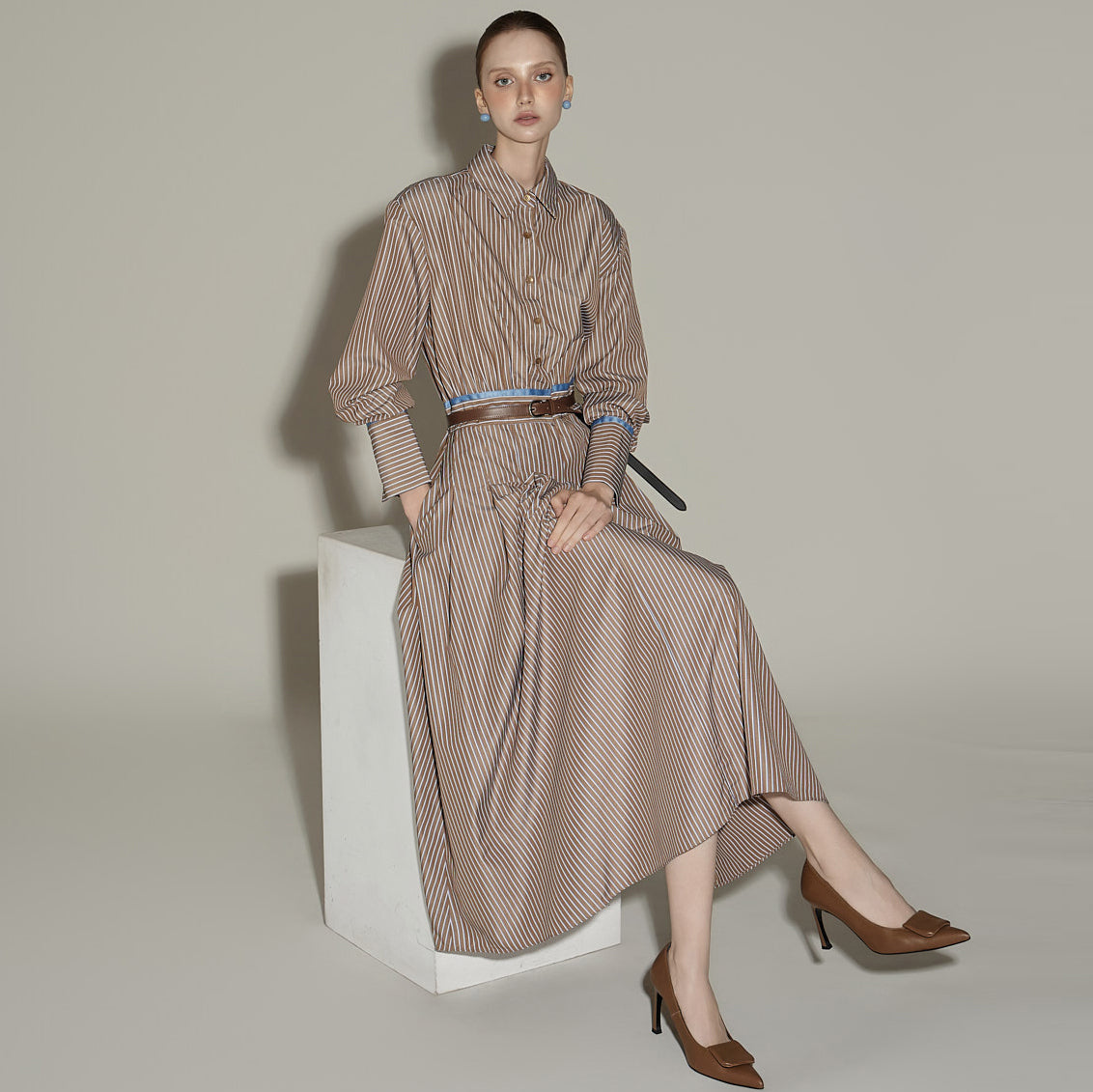 D5376 Striped Shirts Dress