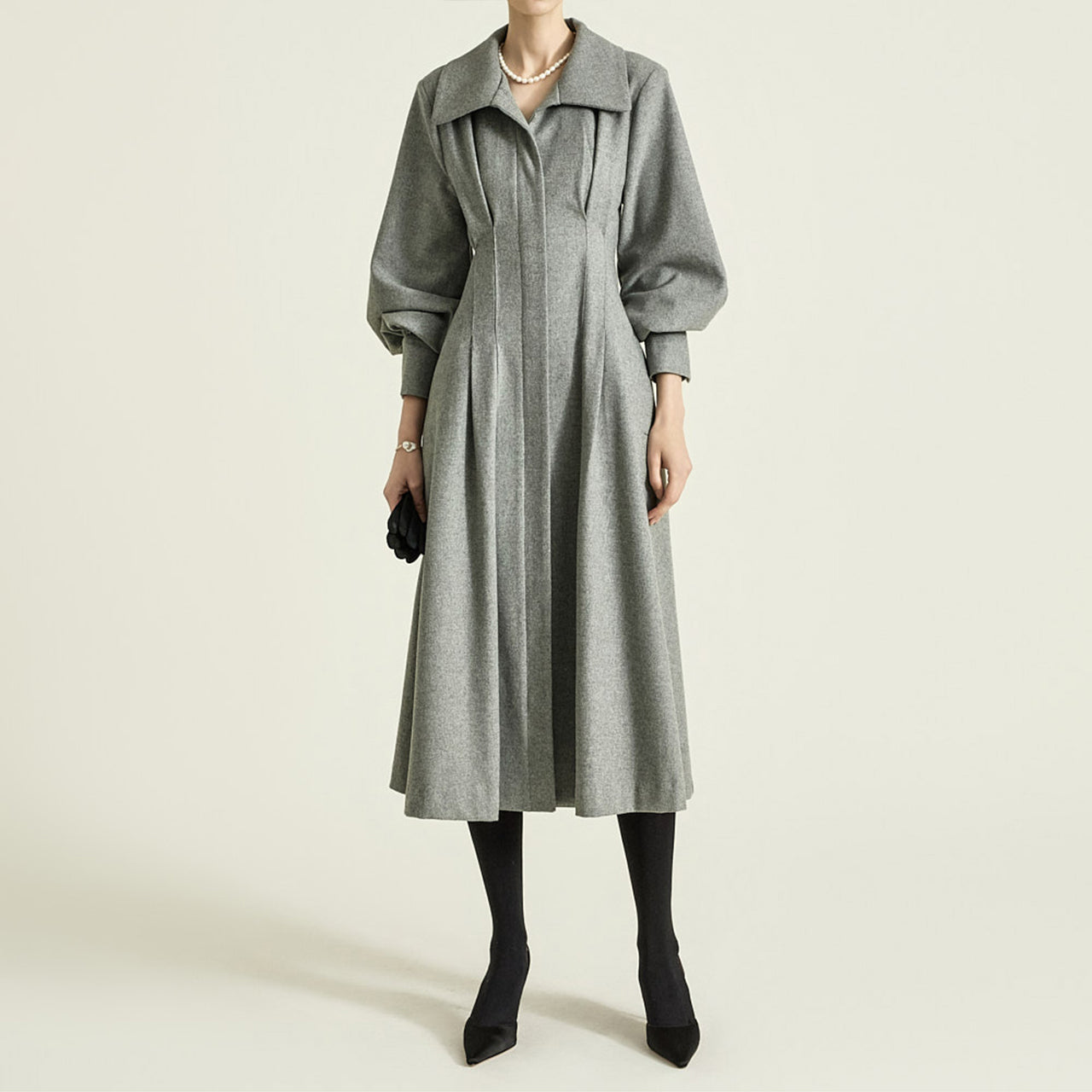 D5393 Pintuck Wool Dress