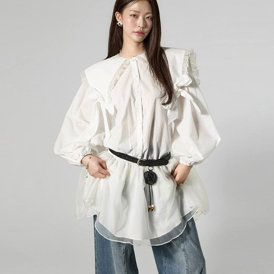 D5465 Big Collar Shaggy Dress