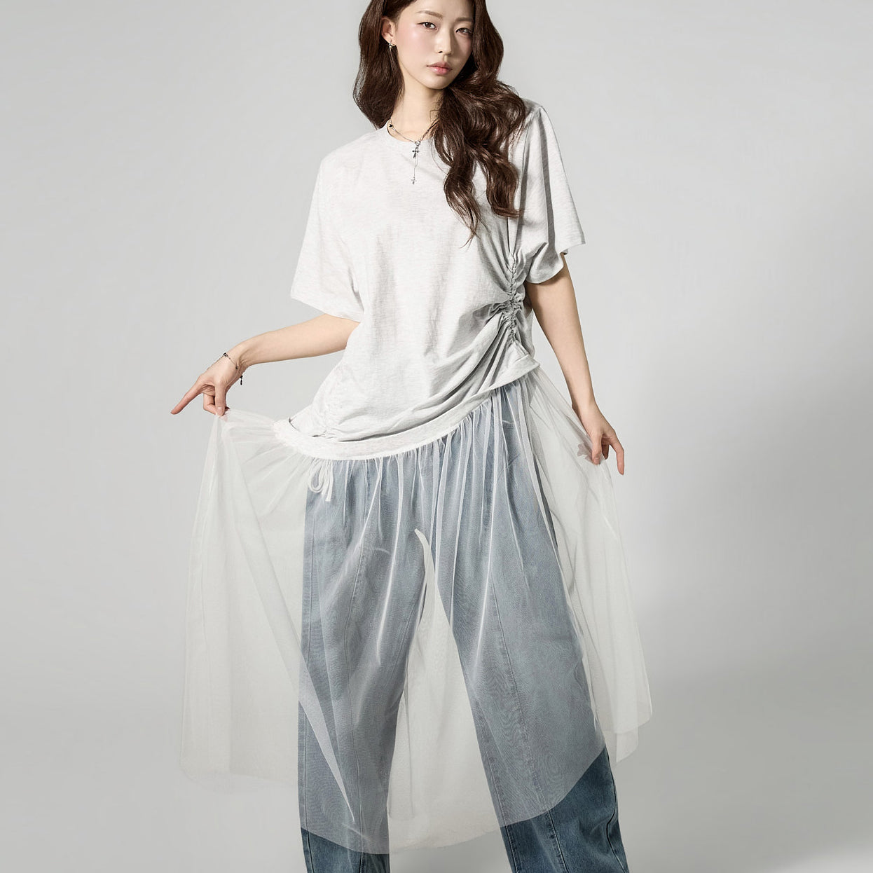 D5476 Side Shirred Dress